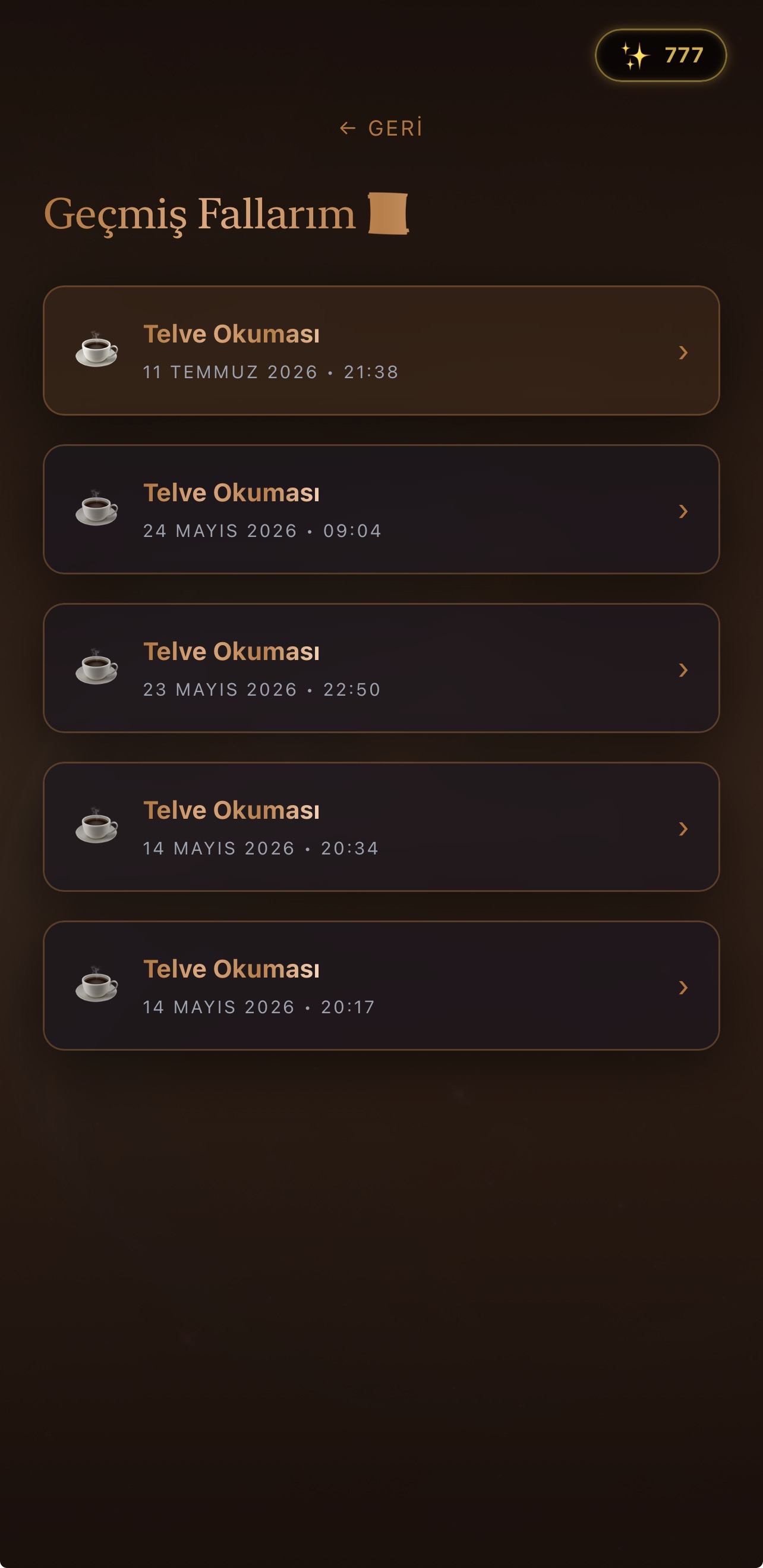 Geçmiş fallar